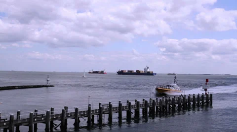 Pilot boat in the port. Stock Footage 39763270