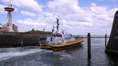 Pilot boat in the port. Stock Footage 39766505