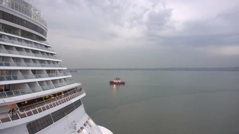 The pilot boat is ready to help the departure process of the ship Video stock 227523562
