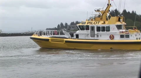 PILOT BOAT ON RIVER Stock Footage 55773070