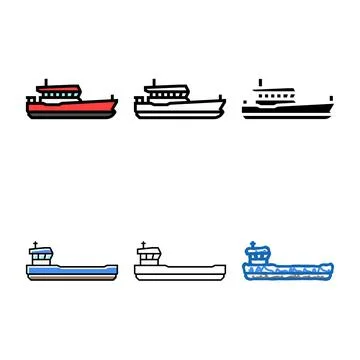 Pilot boat ship color variations icon vector Stock Illustration