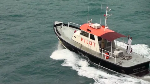 PILOT boat  waving goodbye take  Stock Footage 64050499