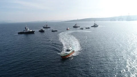 Pilot boats performance show Stock Footage 119901007
