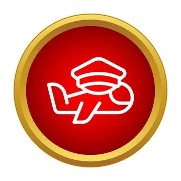 Pilot cap on airplane icon for aviation Stock Illustration