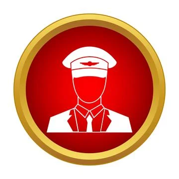 Pilot captain aviator uniform icon in red circle Stock Illustration