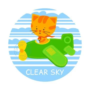 Pilot cat vector illustration Stock Illustration