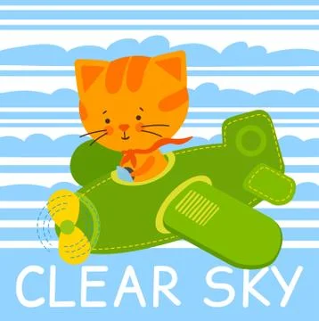 Pilot cat vector illustration Stock Illustration