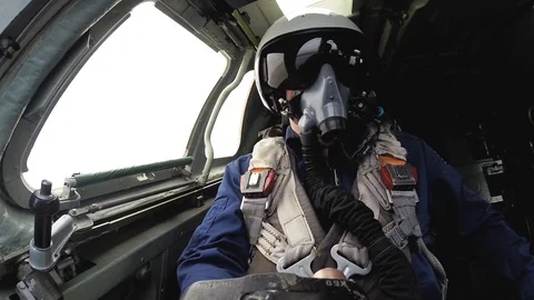 The pilot checks the control of the aircraft Video stock 113505953