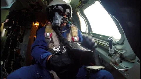 The pilot checks the control knob Stock Footage 69236530