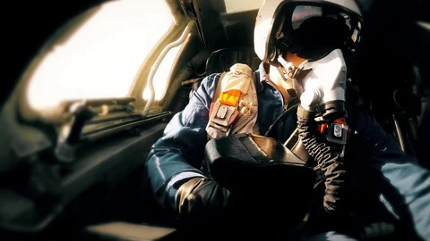 The pilot checks the controls Stock Footage 116475727