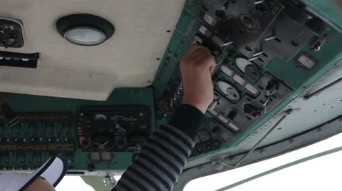 The pilot checks the readiness for take-off Stock Footage 65527219