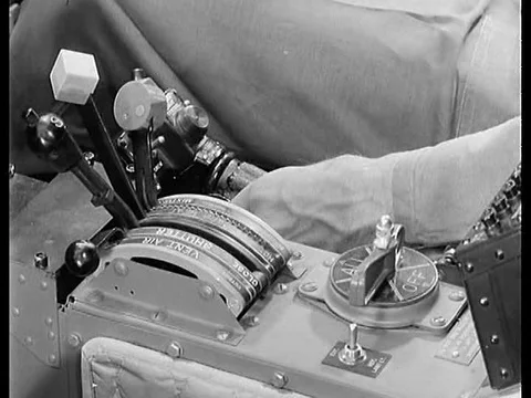 A pilot checks the workings of the h-19 helicopter after the engine has been Video stock 75760107