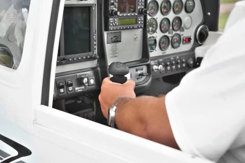 Pilot in the cockpit Stock Photos