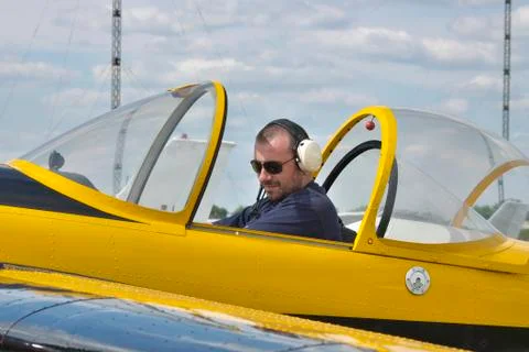 Pilot in the cockpit Stock Photos