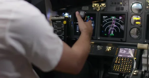 Pilot cockpit pull focus 4K Stock Footage 222079671