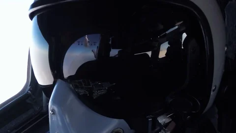 Pilot in the cockpit in a u-turn Stock Footage 123537870
