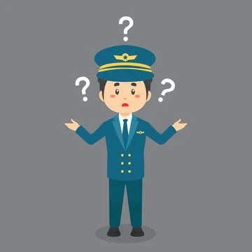 Pilot Confused with Question Mark Stock Illustration