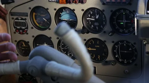Pilot Controlling Small Aircract. Stock Footage 42208272