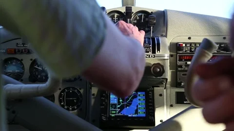 Pilot Controlling Small Aircraft 2 Stock Footage 42208346