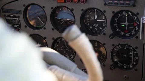 Pilot Controlling Small Aircraft 3 Stock Footage 42208559