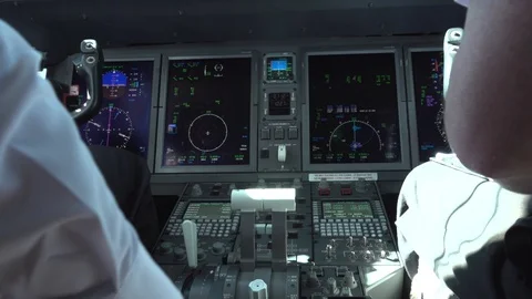 Pilot controls the aircraft. Stock Footage 106120497