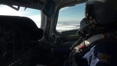 The pilot controls the plane Video stock 88237896