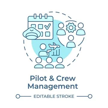 Pilot crew management soft blue concept icon Stock Illustration