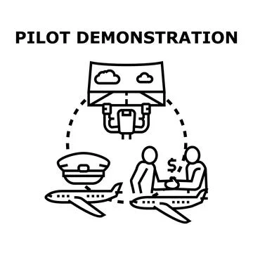 Pilot demonstrating flight simulator training and instruction Stock Illustration