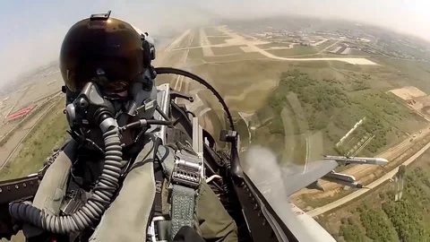 Pilot drop a new weapon, a GBU39 while flying F-16 Fighting Falcons - 2015 Stock Footage 95812063
