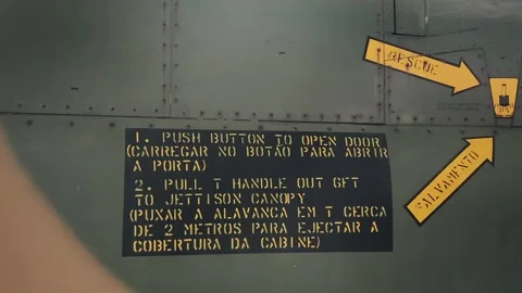 Pilot ejection system Vought A-7P Corsair II - militar aircraft Stock Footage 95027732