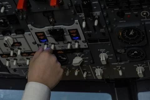 Pilot ensures each parameter aligns with precision Stock Photos