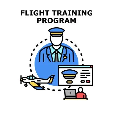 Pilot flight training program learning vector concept 库存插图
