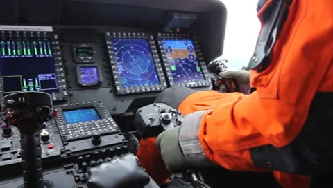 Pilot flying Coast Guard Helicopter (HD) c 스톡 동영상 8553085