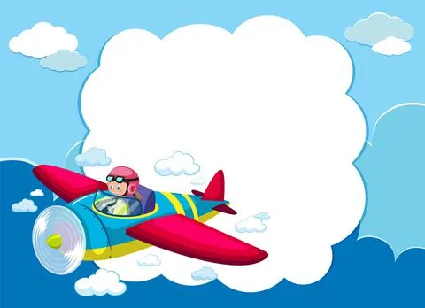 Pilot flying the plane banner Stock Illustration