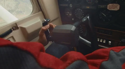 Pilot flying plane yoke closeup Stock Footage 60269100