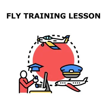 Pilot flying training lesson with aviation education concept Stock Illustration