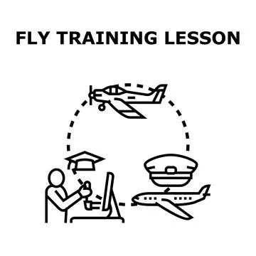 Pilot flying training lesson with aviation education concept Stock Illustration