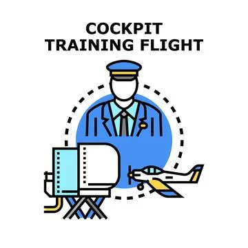Pilot flying training lesson using flight simulator Stock-Illustration