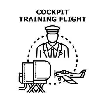 Pilot flying training lesson using flight simulator Stock-Illustration