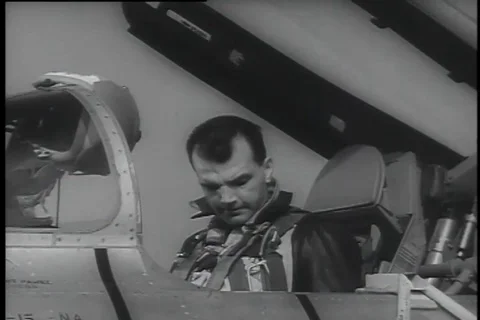 Pilot, G. Smith shares first supersonic ejection aids research experience - 1956 Stock Footage 99085657