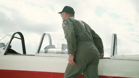 The pilot gets on the plane Video stock 147715738