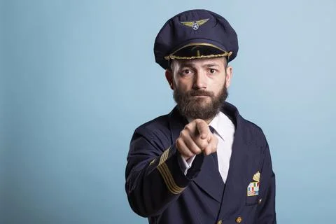 Pilot giving direct instruction gesture 写真素材