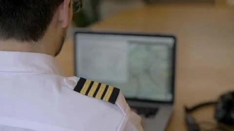 Pilot Going Over Charts Pre Flight Wether Briefing Flying Airplane Stock Footage 307123239