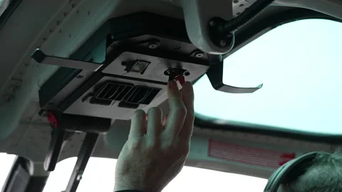 Pilot Hand Operating Helicopter Switch Stock Footage 319697807