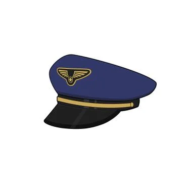 Pilot hat. Air forces captain cap. Aircraft crew uniform. Vector illustration. Stock Illustration