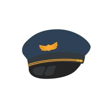 Pilot hat flat design style, isolated on background. Stock Illustration