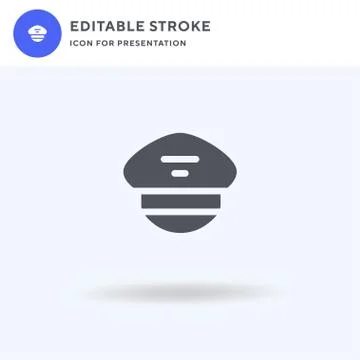 Pilot Hat icon vector, filled flat sign, solid pictogram isolated on white, logo Stock Illustration