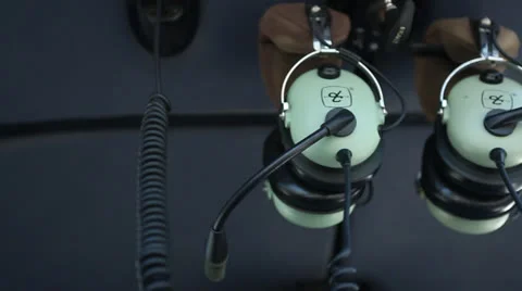 Pilot Headphones In Helicopter Stock Footage 27138408