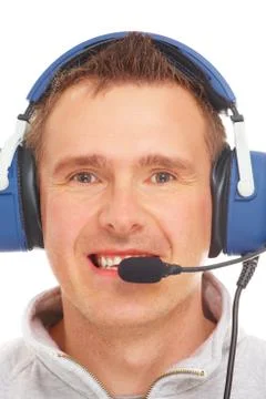 Pilot with headset 스톡 사진