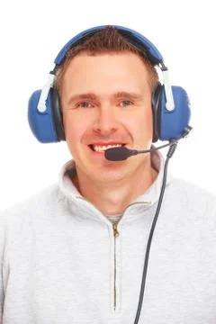 Pilot with headset Stock Photos